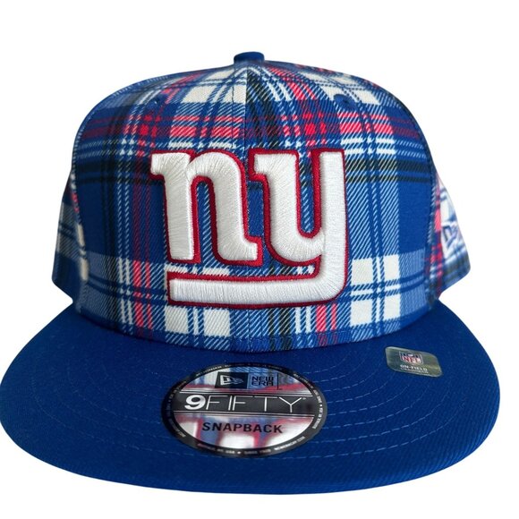 New York Giants Plaid 9FIFTY Snapback Hat By New Era Cap Blue/Red NFL 2024 - Picture 1 of 8